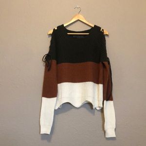 Size L Polly & Esther Striped scalloped Sweater